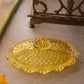 Vintage LE Smith Oval Yellow Glass Lidded Hobnail Butter Dish