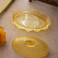 Vintage LE Smith Oval Yellow Glass Lidded Hobnail Butter Dish
